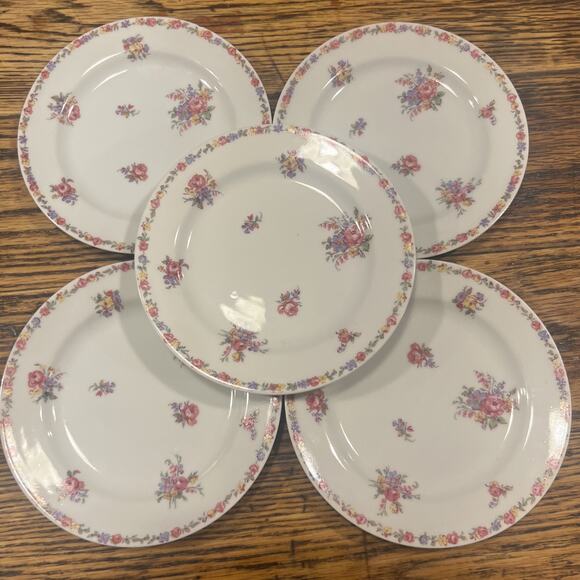 Haviland Gainsborough Set of 5 Floral Bread Plates - Schleiger 746 GORGEOUS!! - Picture 1 of 9